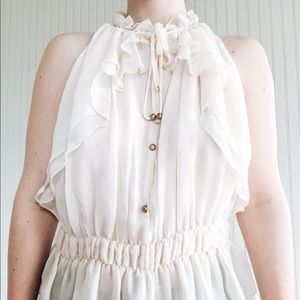 Robert Rodriguez Off White Sheer Blouse Small